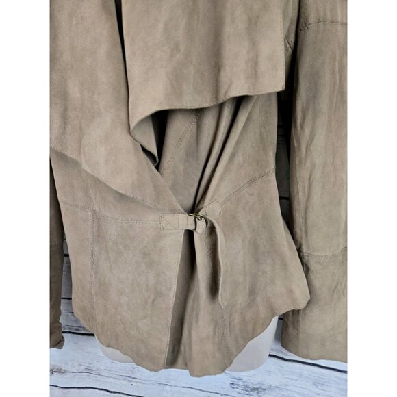 Scully Tan Suede Lamb Leather Jacket Womens S Wrap Waterfall Buckle Western - Picture 2 of 8